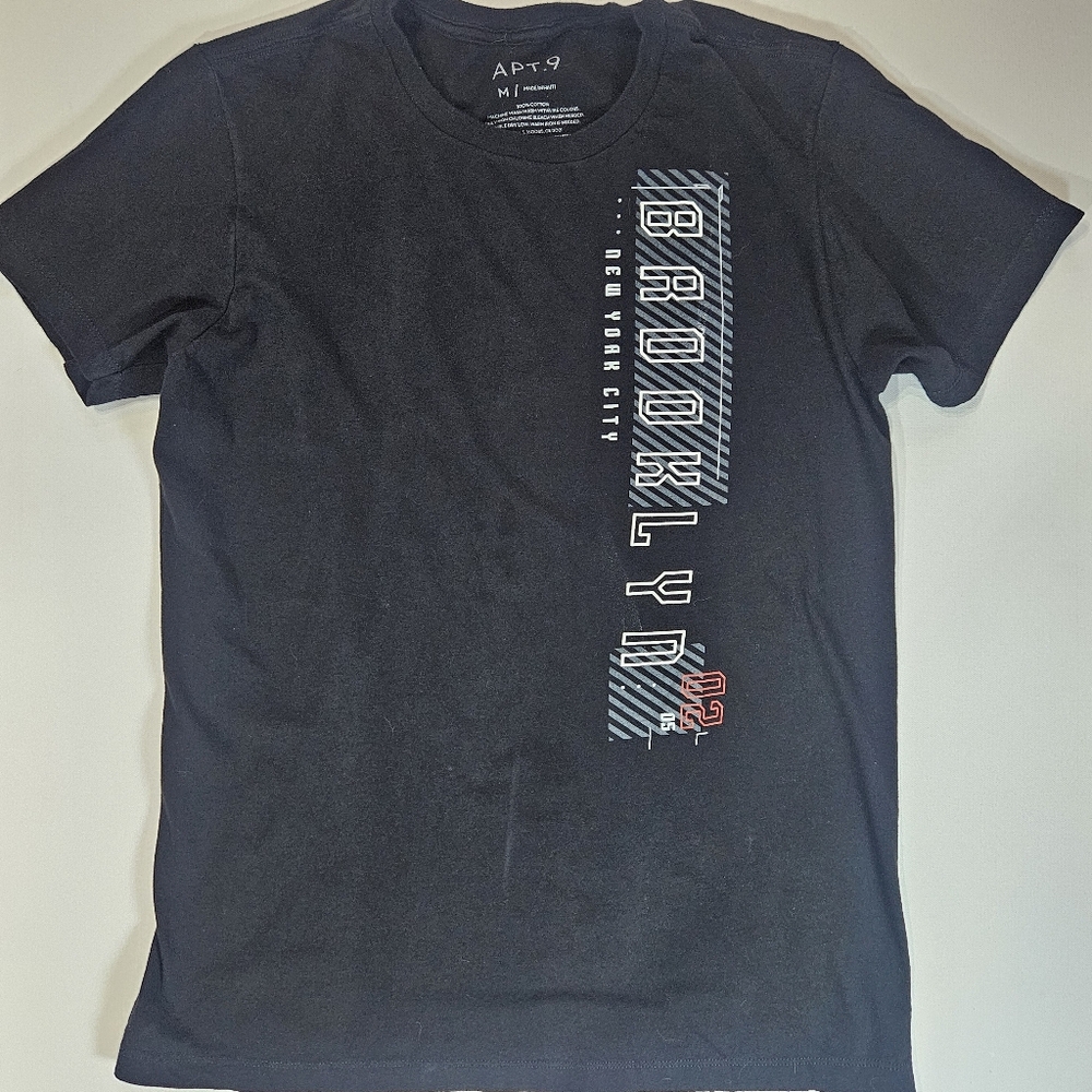 Apt. 9 Mens T-shirt Size‎ Medium Black Brooklyn New York City Casual Graphic Tee